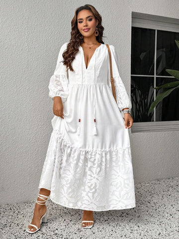 Embrace effortless style with this plus size white loose long dress, perfect for holiday escapes and beach days! Its boho vibe and breezy fit keep you cool and comfy, while the flowing silhouette adds a touch of carefree charm. Ideal for lounging by the shore or exploring summer markets, this sundress is your go-to for playful, laid-back looks on vacation.