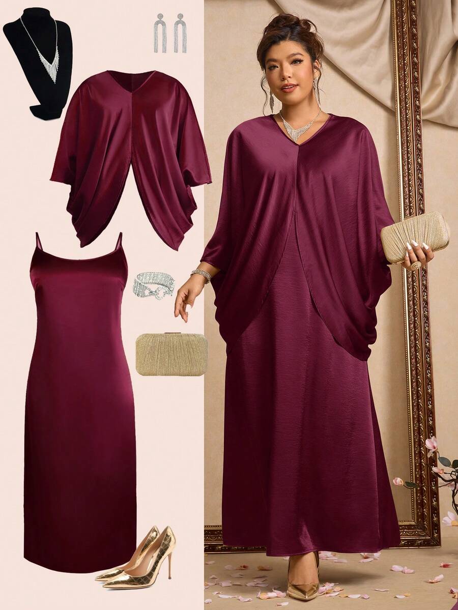Exude Opulent Sophistication in Our Plus Size Glamorous Satin 2-Piece Set!

Experience the breathtaking fusion of classic Hollywood luster and sharp, modern silhouette tailoring. This stunning Deep V-Neck blouse and mermaid hem set is meticulously designed for the woman who values a high-fashion, "quiet luxury" approach to formal dressing—the ultimate centerpiece for prestigious evening galas, creative black-tie events, and high-authority social gatherings.

Iconic Liquid Satin Artistry: Featuring a masterf
