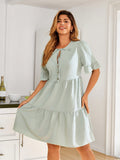 This playful plus size dress is your new spring and summer fave. Featuring a flirty ruffle hem that moves with you and a handy drawstring tie for a perfect fit, it’s comfy and cute all day long. Whether you’re out for brunch or a breeze-filled walk, this casual dress keeps things light and fun. Embrace effortless style made just for you!