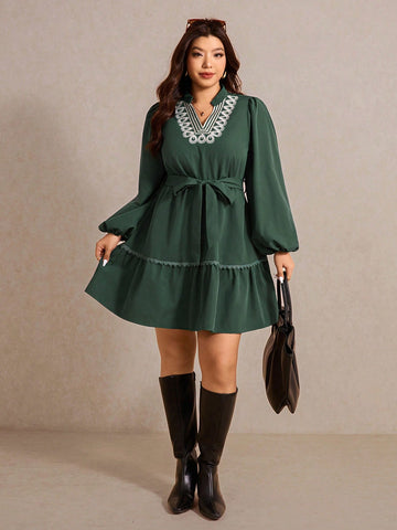 Effortlessly chic and oh-so-comfortable, this plus-size dress is your new go-to for looking put-together without trying too hard. The playful knotted waist detail cinches your silhouette while the relaxed long sleeves keep things casual and cool. Perfect for running errands, coffee dates, or just feeling fabulous in your everyday life. Slip it on and let the dress do the work—because style should always feel this easy and fun!