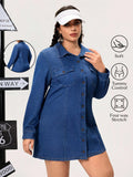 Slip into everyday ease with this Plus Size Women's Casual Navy Blue Elastic Knit Denim Dress. Designed for vacation vibes and laid-back days, its stretchy knit fabric moves with you, ensuring comfort without sacrificing style. The rich navy hue adds a touch of classic charm, making it an effortless go-to for your casual adventures. Whether strolling the boardwalk or sipping coffee downtown, this dress keeps you comfy and cute all day long.