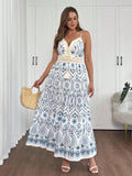 Feel fabulous and free in this Plus Size Women's Casual Summer Spaghetti Strap Dress. The cinched waist beautifully highlights your curves while keeping things comfy and breezy for those sunny vacation days. Its lightweight, effortless design makes it your go-to for beach strolls, backyard BBQs, or anytime you want to catch those carefree summer vibes in style.