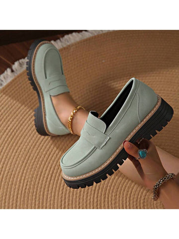 Experience timeless elegance with these Plus Size Women's Chunky Heel Loafers, designed in a retro British style. Featuring a sturdy platform and chunky heel, these loafers provide both comfort and a confident stride perfect for spring and autumn wear. Their casual yet refined look seamlessly complements a variety of outfits, making them an ideal choice for everyday sophistication tailored to plus size feet. Durable construction ensures long-lasting wear, while the design supports all-day comfort. Perfect f