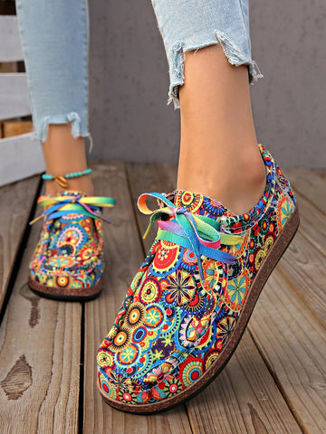 Step out in style with these playful plus size women's canvas shoes featuring a vibrant graffiti print. The lace-up design ensures a snug fit, while the flat sole offers all-day comfort for your casual adventures. Perfect for adding a splash of color and fun to any outfit!