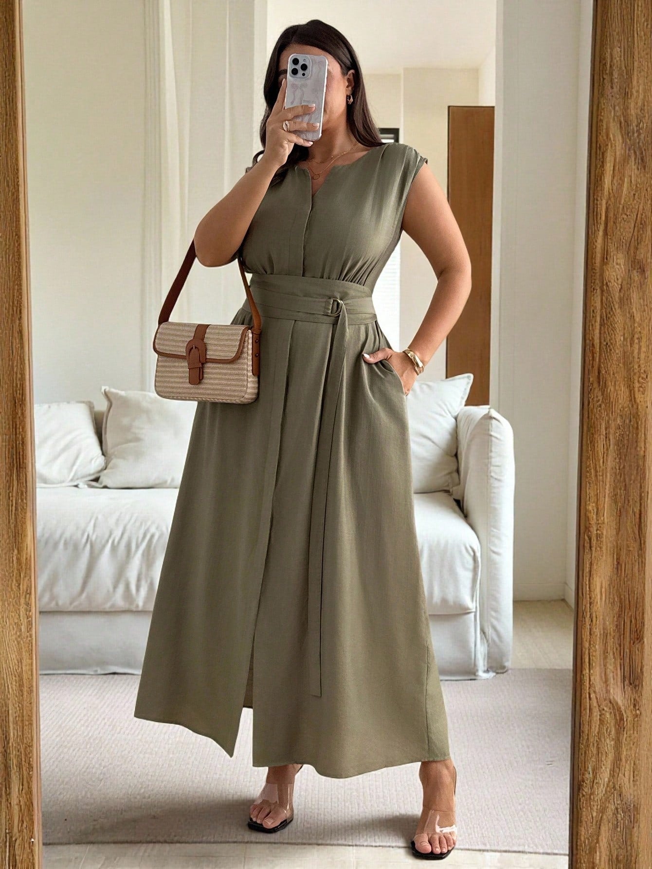 linen plus size dress Women's Elegant Summer Maxi with Hidden Buttons and Metal D-Ring Pocket personalize it More room where you Blue Shirt Polo Shirt Color:fuchsia shantung