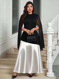 Turn heads with this Plus Size Women's Elegant Tight Fit Satin and Sheer Mesh High-Neck Split Poncho Dress. It hugs your curves in all the right places with its sleek satin finish, while the sheer mesh and high-neck design add a flirty, mysterious vibe. The daring split allows a playful glimpse of your legs, making it perfect for nights when you want to sparkle and sizzle. Dress up your confidence and own every room you enter!