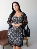 Elevate your seasonal wardrobe with this stunning plus-size lace dress that's equal parts elegant and fun! The fitted silhouette flatters your curves while delicate lace detailing adds timeless sophistication. Flare sleeves bring a playful twist that catches the eye and moves beautifully as you do. Perfect for autumn and winter gatherings, this dress transitions effortlessly from casual outings to special occasions. Comfortable, chic, and unapologetically fabulous—because looking good should feel amazing.