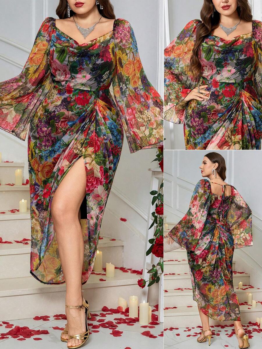 Expertly crafted for the modern plus-size wardrobe, this floral ruffle dress combines timeless elegance with contemporary styling. The cinched waist creates a flattering silhouette that defines your curves while the cascading ruffles add movement and dimension. Versatile enough to transition seamlessly from summer garden parties to autumn gatherings, this dress works beautifully for casual outings, date nights, or special occasions. The thoughtful design balances feminine details with wearable sophisticatio