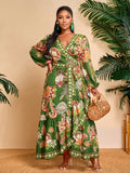 Wrap yourself in effortless elegance with this plus-size floral tie dress! Featuring a charming random flower pattern that dances across the fabric, this long dress combines comfort with timeless style. The flattering tie-wrap design cinches at all the right places, creating a silhouette that feels as good as it looks. Perfect for brunch dates, garden parties, or whenever you want to feel absolutely fabulous. Slip it on and let those blooms do the talking!