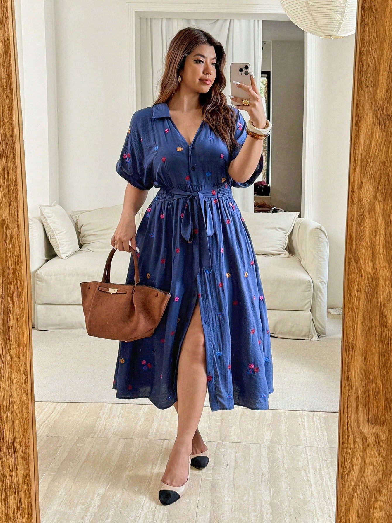 Step out in confidence and charm with this Plus Size Women's French Floral Embroidered Dress. Its delicate floral embroidery adds a touch of Parisian elegance, while the flattering fit celebrates your curves with style. Perfect for both casual brunches and special occasions, this dress blends comfort and sophistication in one playful package. Embrace your unique beauty and let this dress be your new favorite wardrobe staple.