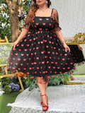 Get ready to fall in love with our Plus Size Women's Romantic Black and Red Heart Mesh Dress! Perfect for Valentine's Day, this dress features a playful heart mesh design that will make you stand out from the crowd. Show off your romantic side and look fabulous!