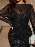 Turn heads and sparkle all night in this Plus Size Women's Rhinestone Dress, designed to add a dazzling touch to any party or formal event. Its shimmering rhinestones catch the light just right, making you shine with confidence and style. Perfect for celebrations where you want to feel elegant and comfortable, this dress blends glam and grace effortlessly—because every body deserves to sparkle!
