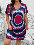Embrace vibrant comfort with this plus size tie dye dress! Featuring a flattering V-neck and breezy short sleeves, it’s perfect for casual days when you want to shine effortlessly. Soft fabric and a playful pattern make it your go-to for easy, stylish vibes all day long.
