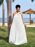 Embrace sunny days in this playful plus-size white dress, featuring a breezy sleeveless design and a flirty high-low hem. The textured woven fabric adds a touch of charm, making it perfect for casual spring outings or summer vacations. Lightweight and easy to wear, it’s your go-to for effortless style and comfort under the sun.