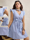 Step into the new season with this playful Plus Striped Print Dress, featuring charming ruffle trim and a flattering belted waist. Perfect for back-to-school style or a fun homecoming night, this dress combines comfort with eye-catching stripes that move with you. Embrace a look that’s full of personality and ready for any occasion!
