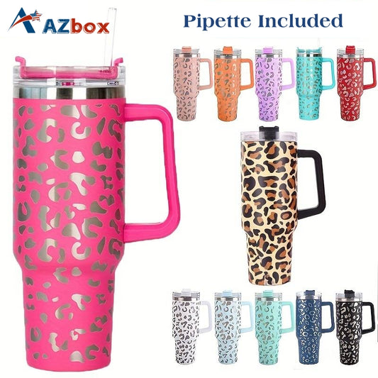 The Leopard Tumbler 40oz is the perfect choice for any outdoor adventure. This portable car tumbler is leakproof and offers 40oz of capacity, allowing you to stay hydrated during long trips. Its perfect for camping, traveling, and other outdoor activities.