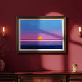 Catch the magic of dusk with this eye-catching abstract sunset poster! Bold horizontal strokes of purple, blue, and pink create a dreamy landscape beneath a glowing yellow sun. Perfect for adding warmth and artistic flair to any room, this vibrant piece brings the beauty of golden hour indoors. Whether you're a sunset chaser or modern art lover, this playful print transforms blank walls into conversation starters. Frame it, hang it, and let your space glow with color and creativity!