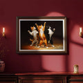 Bring whimsy to your walls with this delightful poster featuring three adorable kittens caught mid-dance, their paws raised in pure joy! Set against a moody, vintage-inspired backdrop, these charming felines create the perfect balance of playful energy and nostalgic charm. Whether you're decorating a nursery, bedroom, or creative space, this cheerful artwork adds personality and warmth to any room. A purr-fect choice for cat lovers and anyone who appreciates quirky, feel-good décor!