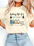 Elevate your teaching with the Power Up Your Classroom Style: Essence Battery Life Graphic T-Shirt. With its lightweight material and long-lasting battery design, this shirt will keep you looking and feeling cool while you educate. Show off your love for teaching with this stylish and functional t-shirt.