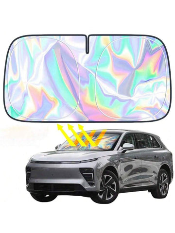 Keep your car cool and protected with this premium windshield sunshade. Engineered with advanced UV-blocking technology, it shields your windshield from harmful sun rays while significantly reducing interior heat buildup during hot summer days. The durable PP material construction ensures long-lasting performance and easy installation. Simply unfold and place on your front window for instant protection. Perfect for preserving your dashboard, steering wheel, and upholstery from sun damage and fading. 