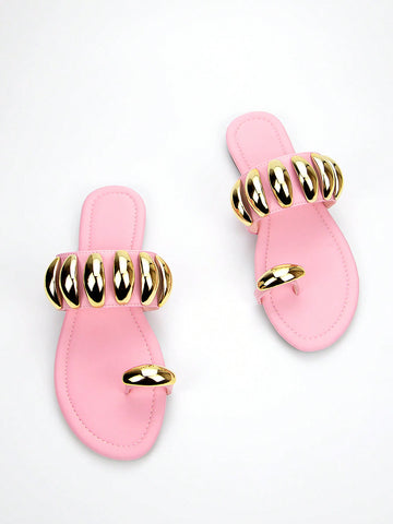 Add a touch of style and elegance to your summer wardrobe with Pretty in Pink: Stylish Lycra Flat Sandals. Made with high-quality lycra and featuring a stunning gold buckle detail, these sandals are not only stylish, but also comfortable to wear. Elevate any outfit and step out in confidence with these fashionable sandals.