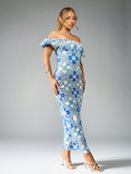 Experience elegance and style with our Printed Midaxi Dress! The unique design combines a flattering midaxi length and ruched puffball sleeves for a stunning look. Perfect for any occasion, this dress will have you feeling confident and chic. Say goodbye to boring outfits and hello to fashion-forward style!