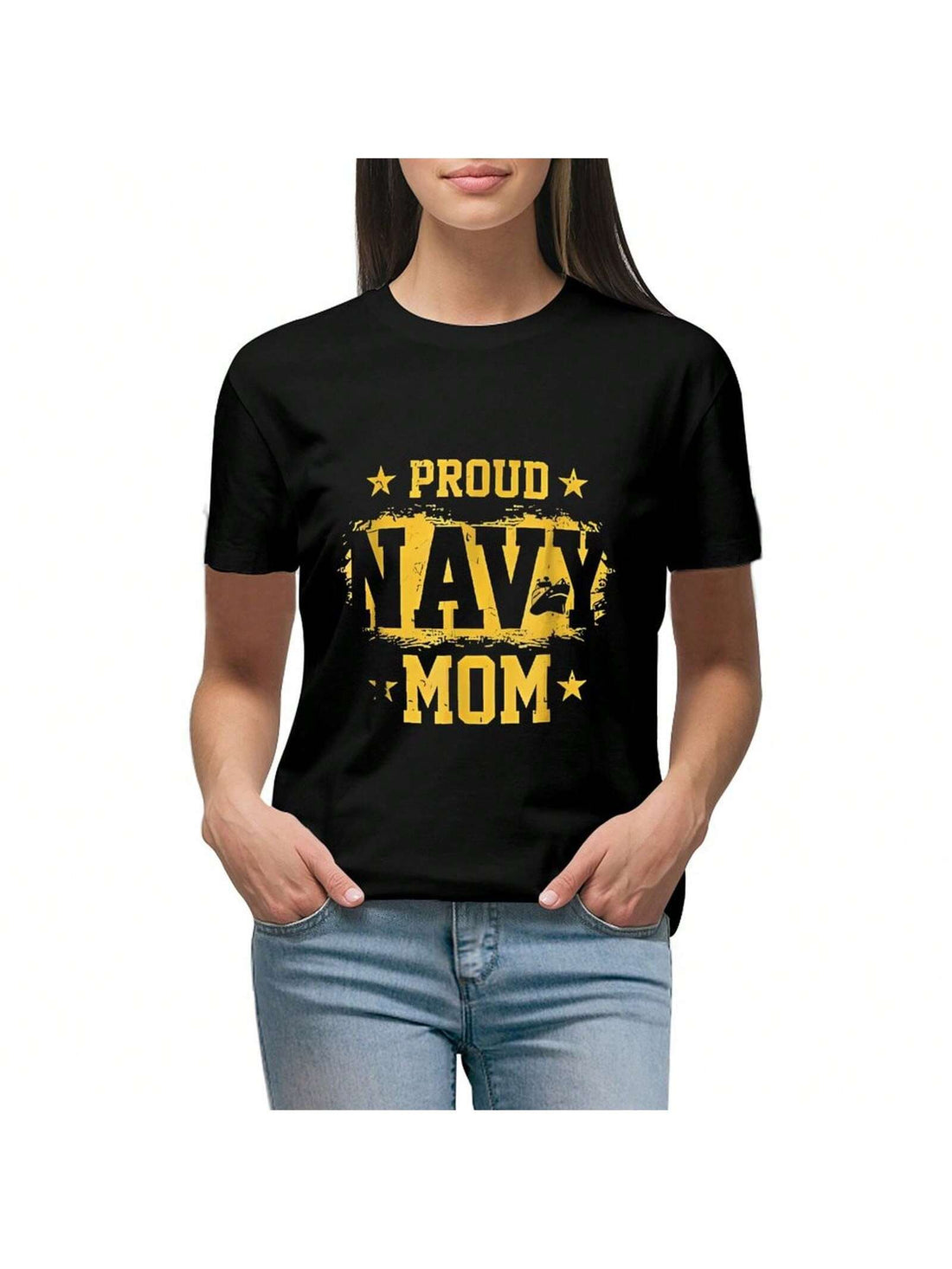 Wear your pride with this casual and unisex Proud Navy Mom graphic tee! Perfect for any proud parent, this tee showcases your love and support for your child in the Navy. Comfortable and stylish, it's the perfect addition to any wardrobe. (Double meaning: Pride and Proud. Pun: Proud Parent. Slang: "Wear your pride.")
