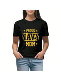 Wear your pride with this casual and unisex Proud Navy Mom graphic tee! Perfect for any proud parent, this tee showcases your love and support for your child in the Navy. Comfortable and stylish, it's the perfect addition to any wardrobe. (Double meaning: Pride and Proud. Pun: Proud Parent. Slang: 