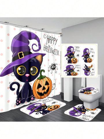 Introducing our Pumpkin Cat Bathroom Set, the perfect addition to any cat lover's home. This set includes a shower curtain, anti-slip mat, and toilet cover, all featuring adorable pumpkin cats to add a touch of cuteness to your bathroom. Keep yourself safe from slipping and keep your bathroom decor on point.