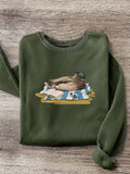 Stay cozy and stylish this autumn/winter with our Quirky Charm: Green Headed Duck Print Fleece Sweatshirt. Featuring a playful green headed duck print and soft fleece material, this sweatshirt is perfect for adding a quirky touch to your wardrobe. Get your quack on and embrace the colder months in style!