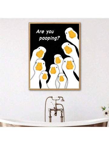 Introducing our Quirky Duck Canvas Painting, featuring a retro duck sneaking poster that is perfect for bathroom decor! Made with high-quality canvas, this painting adds a touch of whimsy and nostalgia to any space. Decorate your bathroom with style and charm with our Quirky Duck Canvas Painting.
