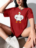 This Quirky Duck Print Casual T-Shirt for Women is the perfect addition to your wardrobe for your spring adventures. With its fun and unique duck print design, it adds a touch of personality to any outfit. Made for comfort and durability, it's also great for your daily sports activities. Get yours now and stand out from the crowd!