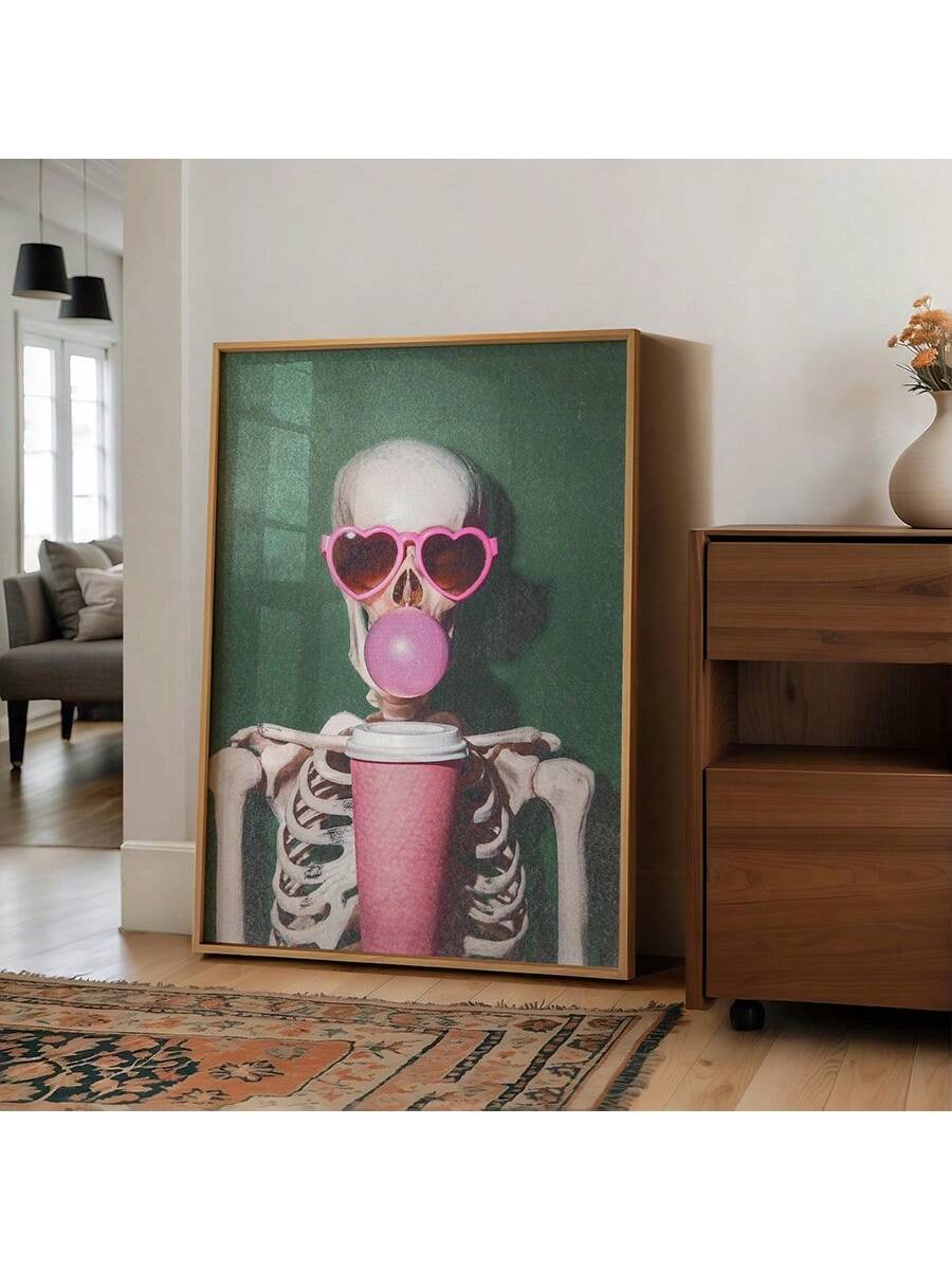 Add a dash of spooky charm to your space with this Quirky Vintage Skeleton Coffee Wall Art. Featuring a retro Halloween vibe, this canvas print blends eerie skeleton fun with cozy coffee culture, perfect for adding playful character to your home decor. Ideal for those who love a touch of vintage whimsy with their seasonal style.
