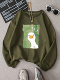 Add a splash of playful charm to your casual wardrobe with this Women's Quirky and Cute Cartoon Duck Printed Sweatshirt. Designed for those who love to stand out with unique, feel-good fashion, this piece brings a delightful energy to any cozy outfit.