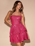 Be the star of the night in the Radiant Elegance: Backless Sequin Floral Dress. With intricate floral detailing and a stunning backless design, this dress will make you shine. Perfect for glamorous nights, this dress will elevate your style and make you feel confident and radiant. Don't miss out on this must-have for your wardrobe!