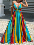 Dress up in style this summer with our Rainbow Striped Maxi Flowy Dress! Made with vibrant rainbow stripes, this dress is the perfect outfit for Pride celebrations. Its flowy design offers a comfortable and flattering fit for all body types. Show your support and pride with this perfect summer dress.