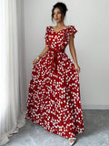 Red print maxi dress view 2