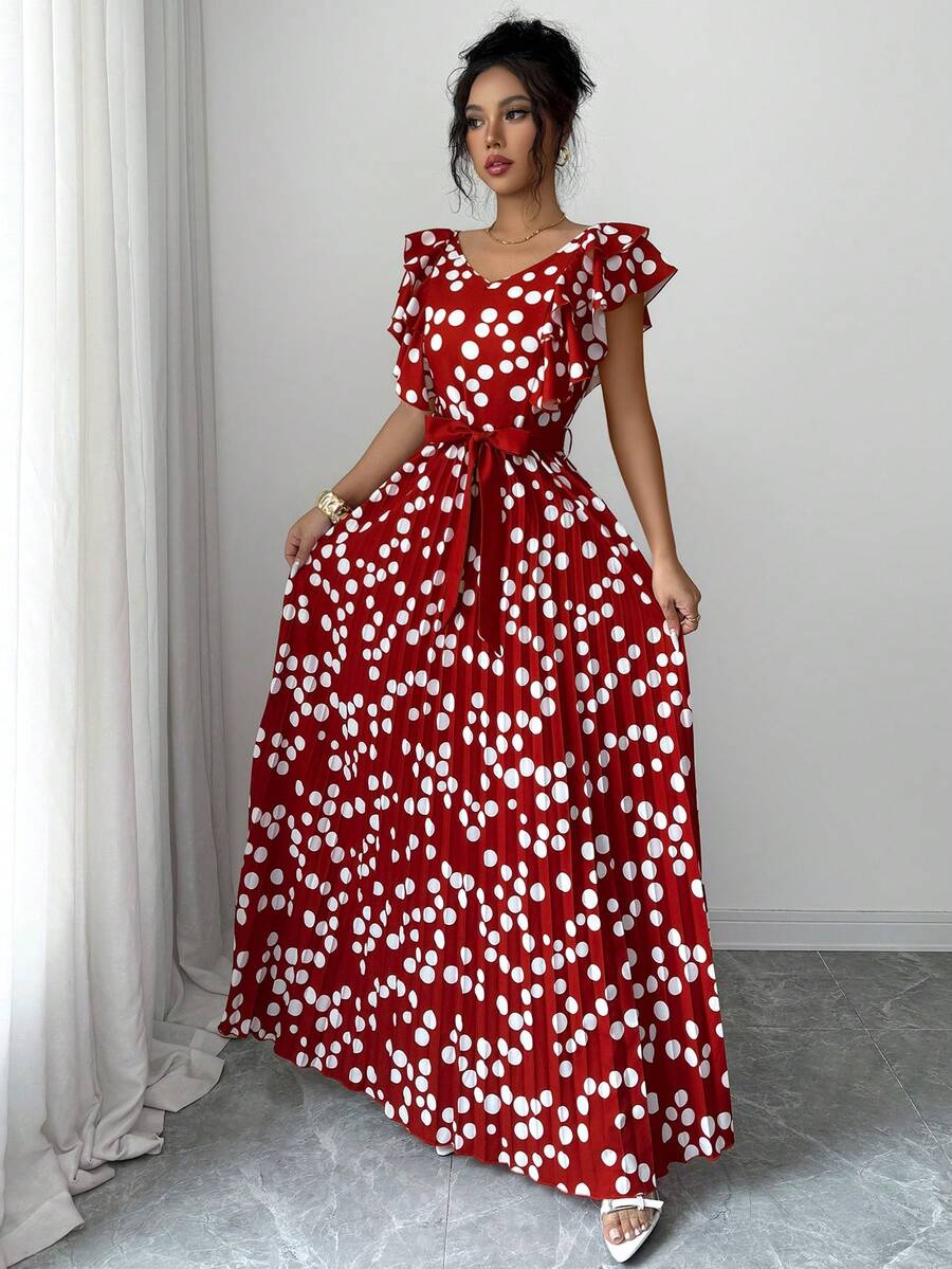 Red print maxi dress view 2