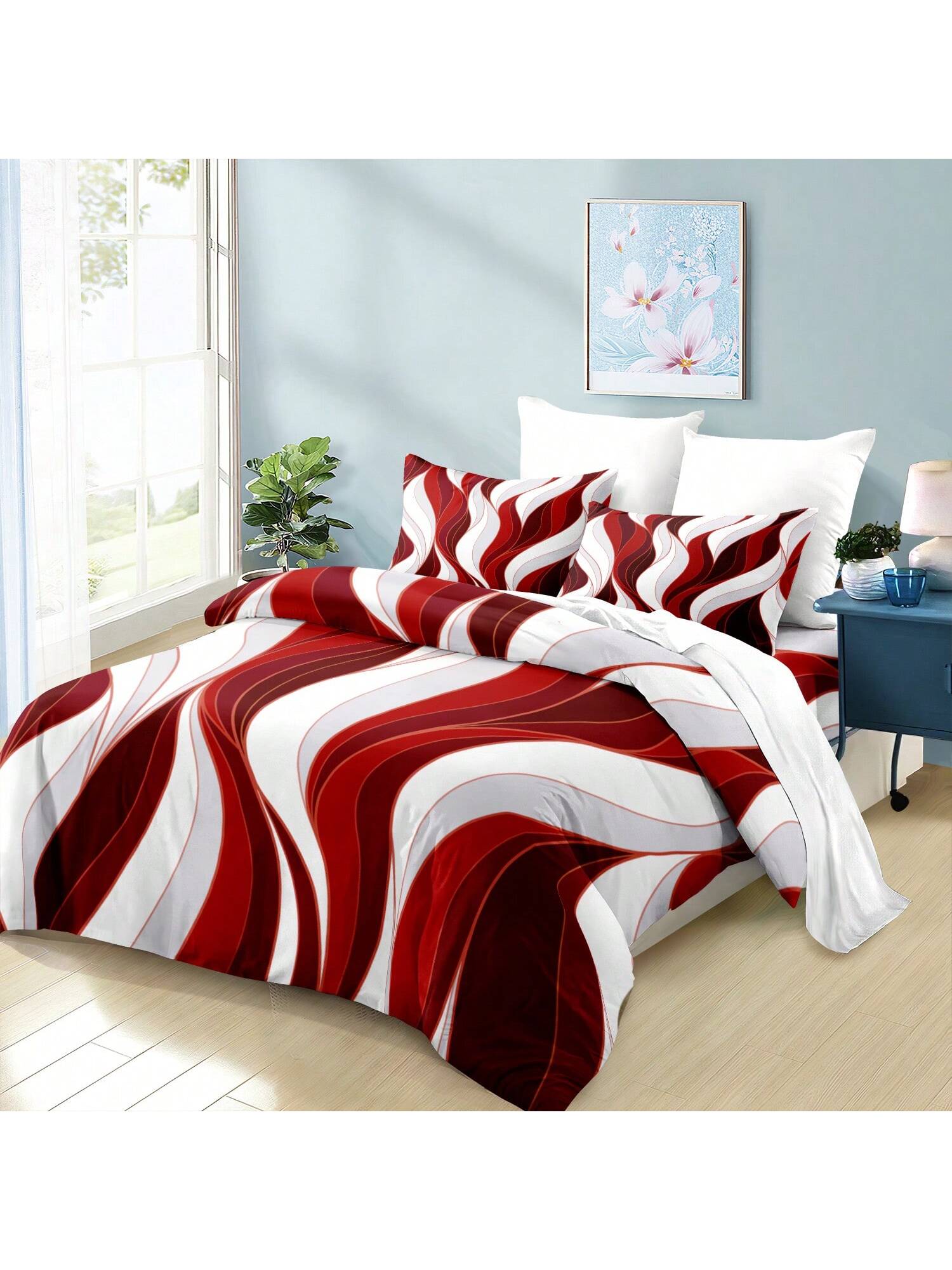 Elevate your bedroom decor with our Red and White Classic Striped Duvet Cover Set. Made with soft and breathable fabric, this set adds a touch of style to your bed. Its classic striped design creates a timeless look that will enhance any bedroom. Available in multiple sizes.