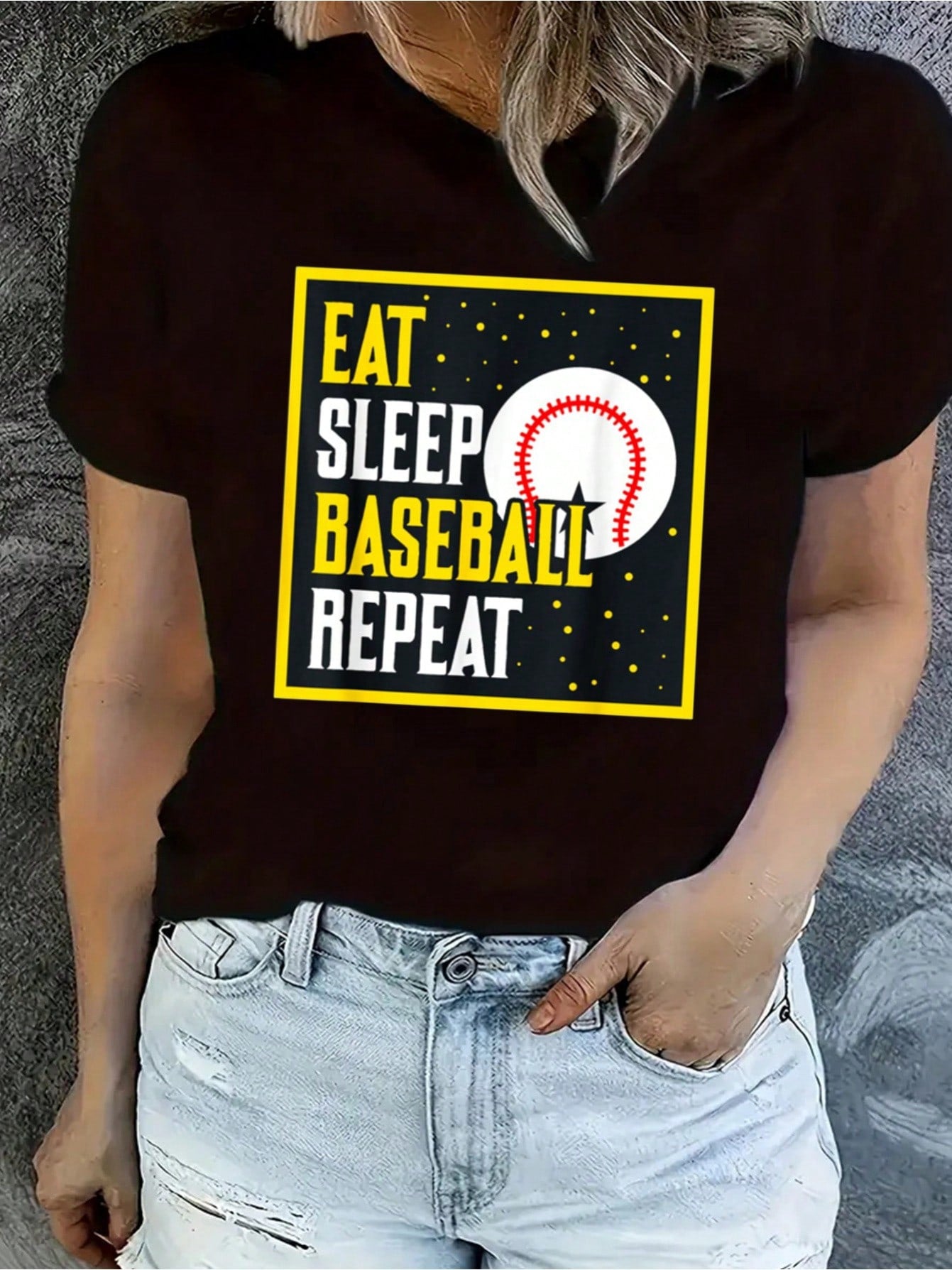 Score big style points with this Repeat Champion 'Eat Sleep Baseball Repeat' T-Shirt! Perfect for ballgame fanatics, this casual tee seamlessly blends comfort and fashion with its quirky yet catchy design. You'll want to wear it every day (but maybe wash it occasionally).
