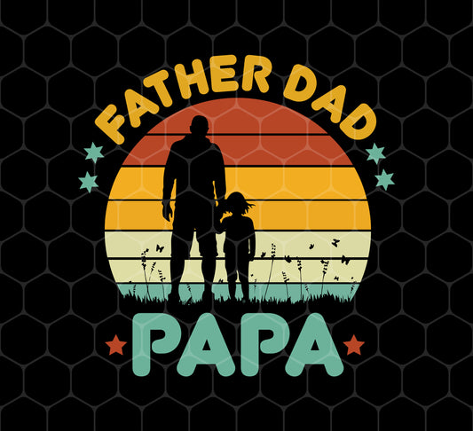 Retro Papa, Father's Day Gift, Daddy And Daughter Silhouette, Png For Shirts, Png Sublimation