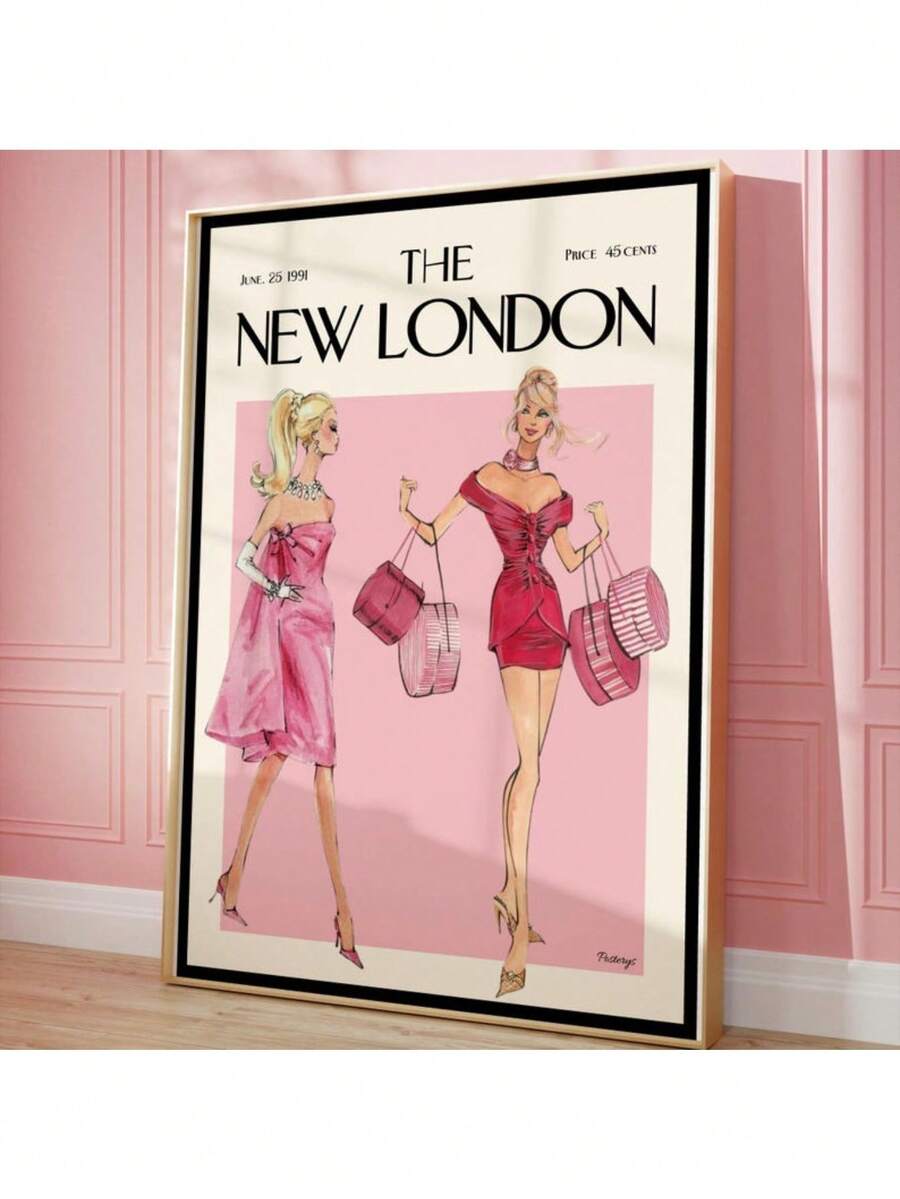Retro pink fashion magazine cover wall art