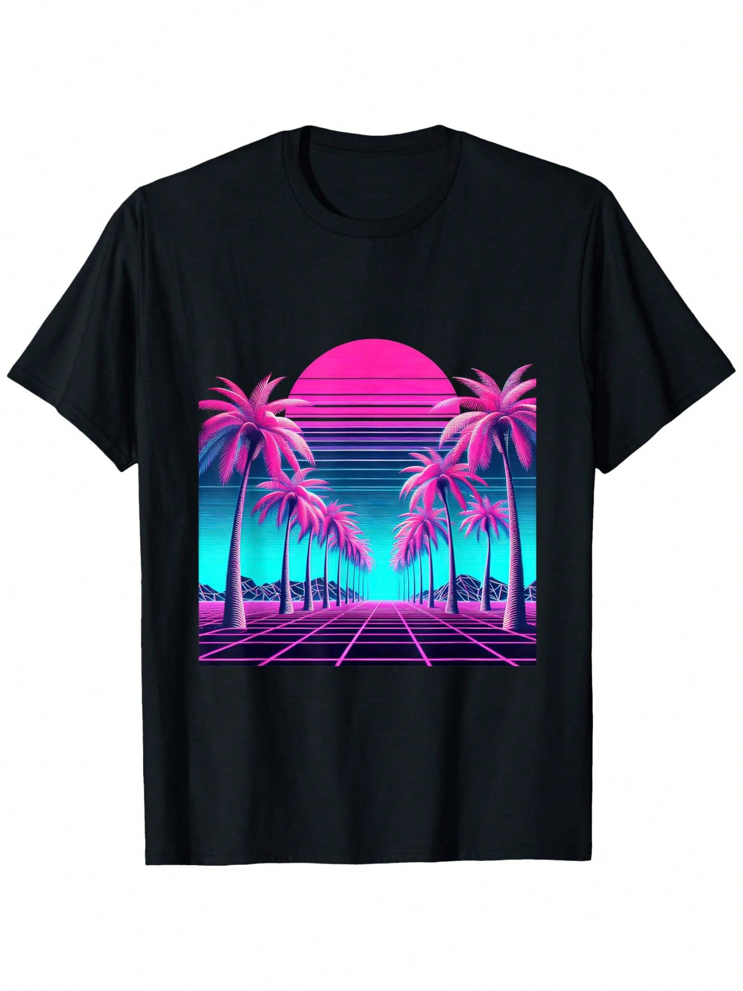 Transport yourself back to the neon-soaked 80s with this eye-catching vaporwave t-shirt! Featuring a dreamy sunset and palm tree design, this summer tee captures that perfect retro aesthetic you've been searching for. Rock this conversation starter at beach parties, summer festivals, or just while cruising around town with the windows down and synthwave blasting. Nostalgia never looked so cool!