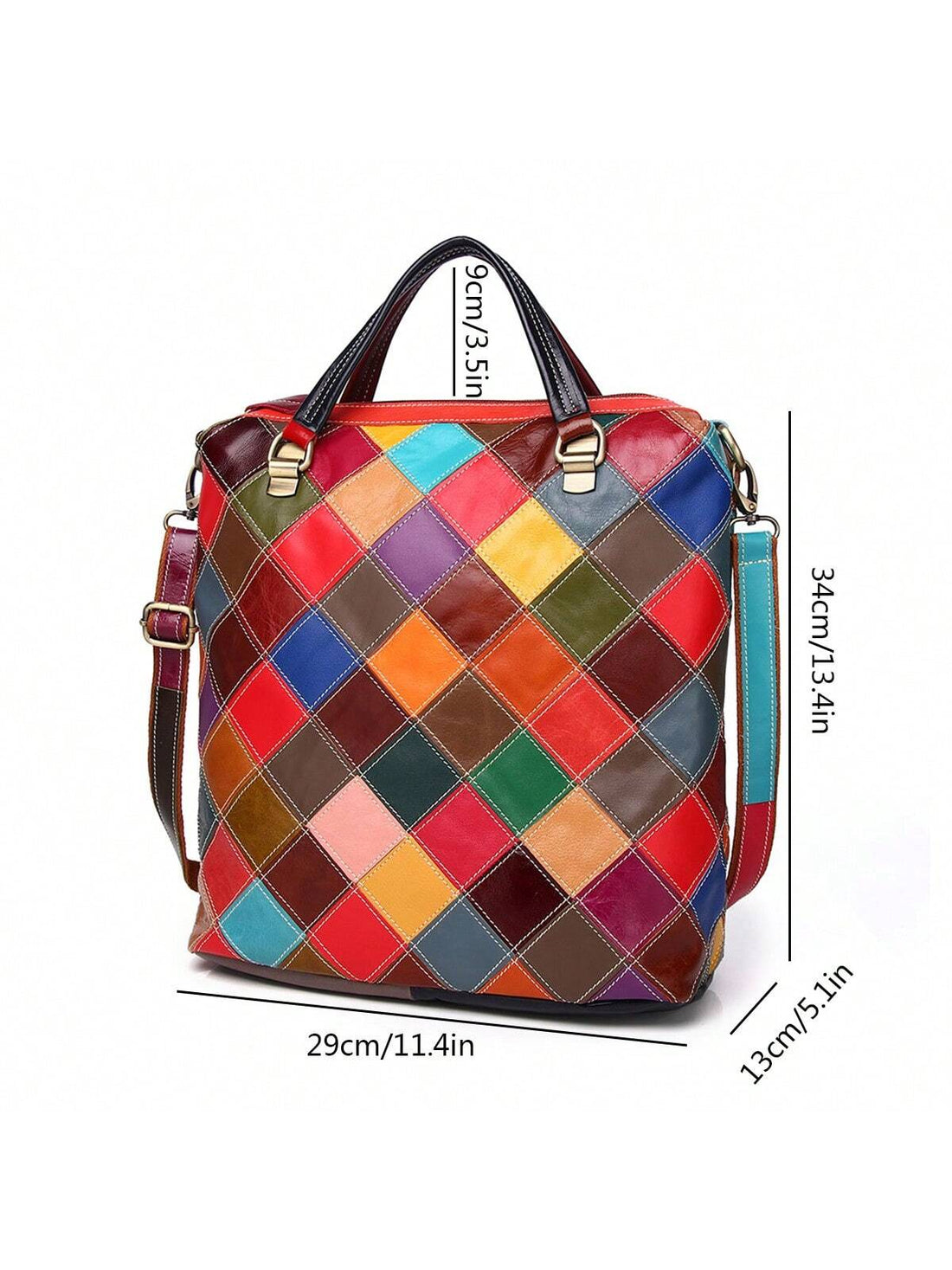 Experience timeless style with the Retro Charm handbag. Made from durable leather, this colorful plaid bag features a detachable strap for versatile wear. Perfect for any occasion, the Retro Charm adds a touch of vintage flair to your outfit. Stay organized and on-trend with this must-have accessory.