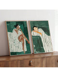 Add a touch of retro chic to your modern home with this set of 2 unframed abstract woman art posters in striking emerald green. Perfect for adding a pop of color and personality to your walls, these posters are sure to make a statement.