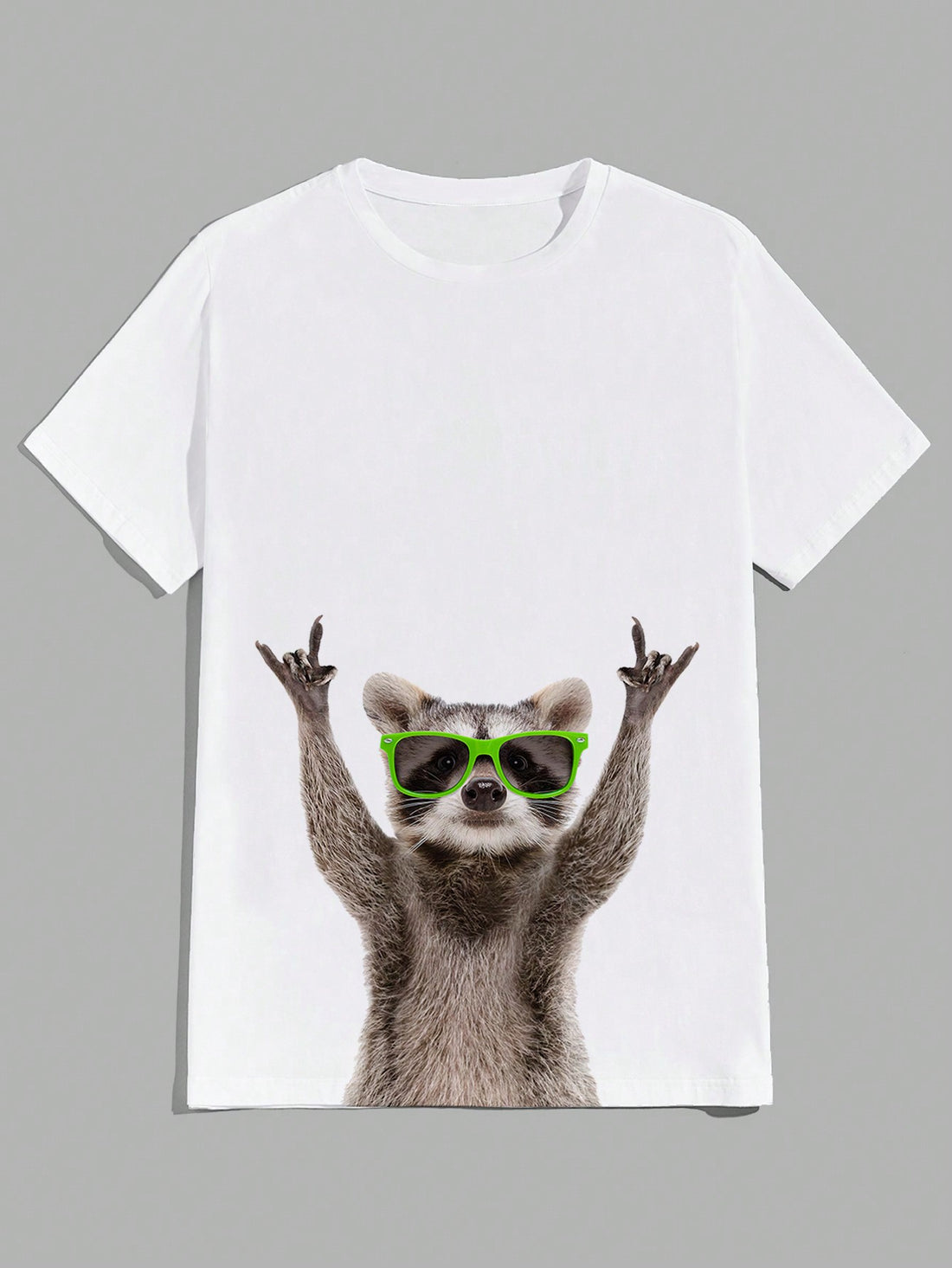 Introducing the Retro Cool: Men's Summer Raccoon Print Short Sleeve T-Shirt. Made for the stylish and adventurous, this tee features a unique raccoon print that will make you stand out from the crowd. Crafted with premium quality material, it offers a comfortable fit and is perfect for your casual summer wardrobe. Get yours now!
