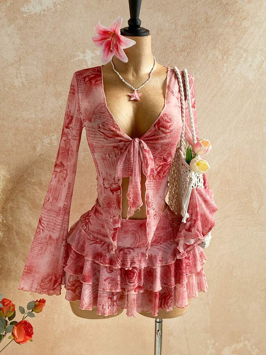 Step back in time with this charming retro floral 2-piece mini skirt set. Featuring vibrant botanical prints and a flattering silhouette, it's the ultimate statement piece for any occasion. Whether you're heading to a summer vacation, dancing the night away at a party, or soaking up the energy at a music festival, this set delivers effortless style and comfort. 