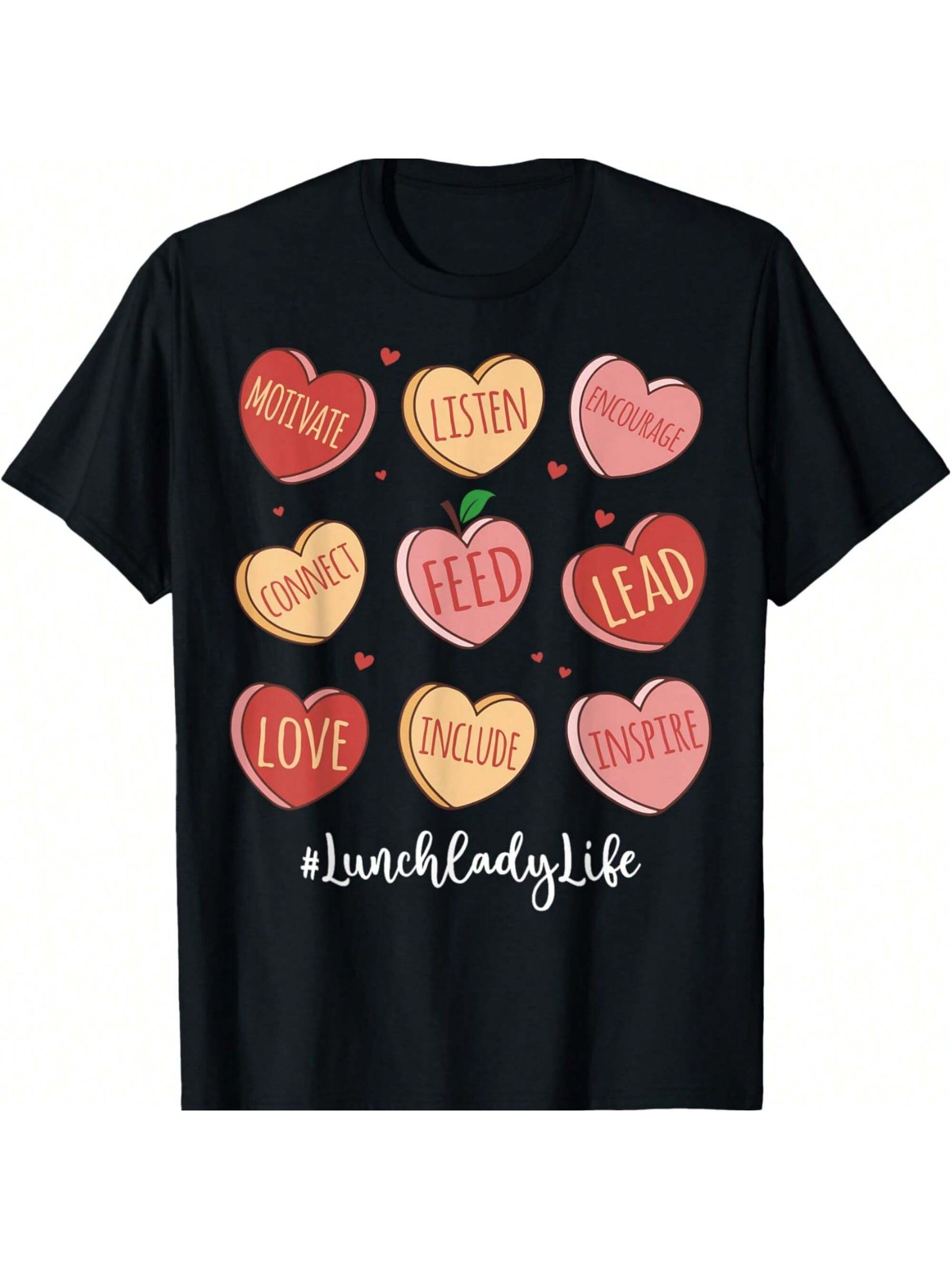 Love your job as a lunch lady? Then show it off with this fun and retro t-shirt featuring heart-shaped food and a punny message for Valentine's Day. Perfect for adding some humor to your work wardrobe and spreading love to those around you!