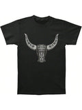 Roam in style with this Retro Men's Bull Head 2014 Tour T-Shirt in sleek black. Featuring a retro design and bold bull head graphic, this tee is perfect for any music lover. Embrace your inner rocker and add some edge to your wardrobe.