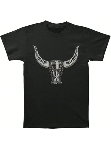 Roam in style with this Retro Men's Bull Head 2014 Tour T-Shirt in sleek black. Featuring a retro design and bold bull head graphic, this tee is perfect for any music lover. Embrace your inner rocker and add some edge to your wardrobe.